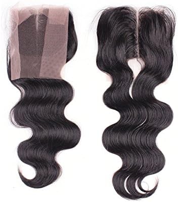 Crazy Queen Bleached Knots 4"x4" Body Wave Natural Black Middle Part Virgin Hair Lace Closure 12"