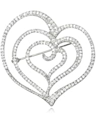 White Cubic-Zirconia Heart Pin Brooches