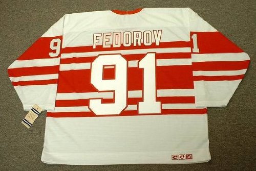 SERGEI FEDOROV Detroit Red Wings 1992 CCM Vintage Throwback NHL Home Hockey Jersey