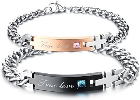 Love Style His and Hers Matching Sets 316L Titanium Stainless Steel Bracelets in One Pair