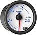GlowShift White 7 Color Adjustable Fuel Level Gauge - White Dial - Clear Lens - for Gas & Diesel Vehicles - 2-1/16