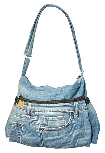 Bijoux de JaVintage Blue Denim Jeans Pants Women Top Handle Handbag Purse (3CH)