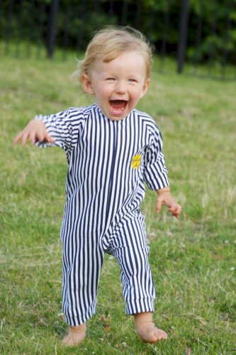 Childrens Toyshop  Toys : Sun Protection (UPF 50+) All-in-One Suit: Royal Blue & Lime, 3 to 6 months
