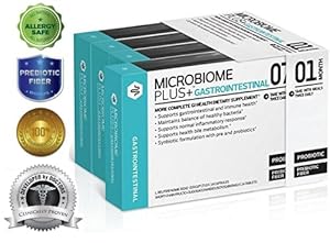 Microbiome Plus+ GI - Ultimate Probiotic and Prebiotic Supplement Clinically Proven and Developed by Doctors - Best for Digestive and Intestinal Health - Boost Immune and Helps Weight Loss - Advanced Probiotic and Prebiotic Combination for Women and Men - Probiotic L. reuteri NCIMB 30242 and Prebiotic scFOS - Allergy Safe - 1 Month Supply