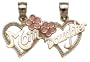 14k Yellow and Rose Gold Mom/Daughter Heart Charm