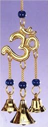 Brass Bell Om Chime w/Glass Beads-#BS362