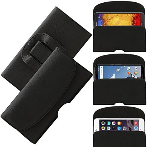 LEAGOO Lead 5 Horizontal Leather-Like Belt-Pouch Classic Hip Case Cover with Belt Clip and Loop Holster for Phones up to 140 x 76.9 x 9.6 mm or 5.65 x 3.03 x 0.38 inch in Black