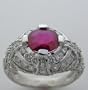 Platinum 950 Elegant Diamond And Natural Ruby Ring Art Deco Style