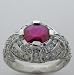 Platinum 950 Elegant Diamond And Natural Ruby Ring Art Deco Style