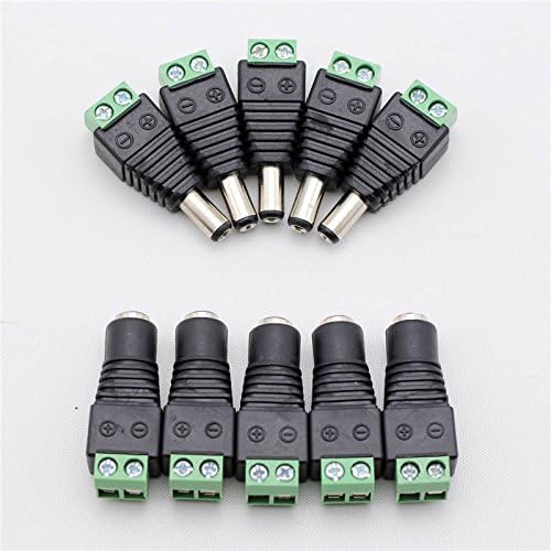 TonLong (Pack of 10)DC Power Cable 5 Female and 5 Male Plug Connector for CCTV Camera