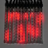 LED Mini Snowfall Light Tubes, Double Sided, 1/2 Diameter X 8 inches Long (12 Tubes Plus Adapter), red 2061RD
