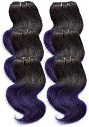 Savena Short Brazilian Hair Extension 6pcs/lot 300g Body Wave 8Inch 50g/pc Brazilian Ombre Hair Bundles (1B#/Purple)