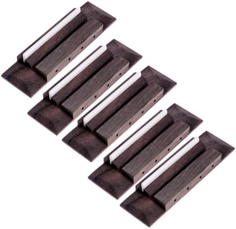 5pcs Ukulele Rosewood Bridge Hardwood 82x25x8mm+ Bone Saddle 12mm String Spacing