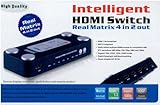 PTC Premium 4x2 Matrix Switch HDMI 1.3 with IR Remote Control - Signal Amplification - Supports Full HD 1080p