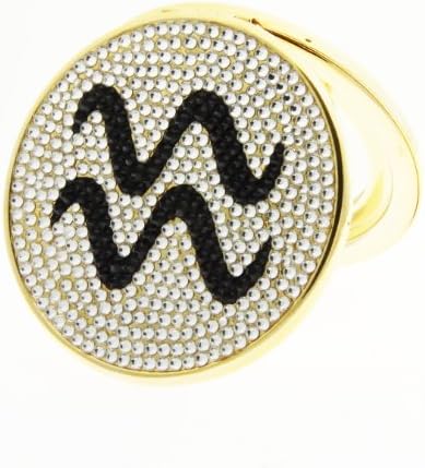 Limted Time 50% OFF! Crystal Encrusted Zodiac Sign Compact Round Mirror Aquarius Sign Covered with over 500 brilliant Swarovski Elements 3x Beauty Mirror