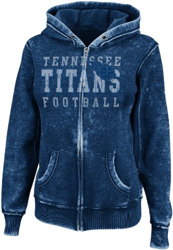 NFL Womens Tennessee Titans Sport Princess II Long Sleeve Full Zip Hood Brnout Fleece (Washed Athletic Navy Heather, Small) On Sale