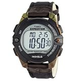 Timex H7Y863 Mens Black/Camouflage Digital Expedition Sport Watch with Black Nylon and Genuine Leather Strap