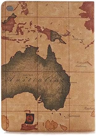 Apple iPad Air2 Folio Case - Fashion World Map Fold Design Smart Cover Case For iPad Air With Stand Function High Quality PU Leather Bag For iPad Air2(iPad 6) - Map Brown