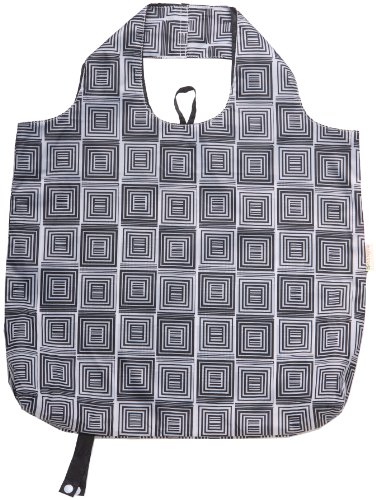 b.b.begonia White Water Black Party Reusable Shopping Bag, Black and White Concentric Squares