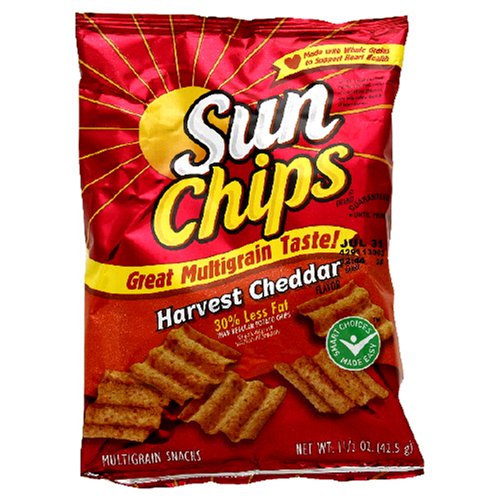Sunchips Multigrain Snacks, Harvest Cheddar, 1.5-Ounce Large Single Serve Bags (Pack of 64)