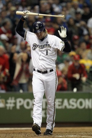 St Louis Cardinals v Milwaukee Brewers - Playoffs Game Six, Milwaukee, WI - October 16: Corey Hart Photographic Poster Print by Jonathan Daniel, 8x12