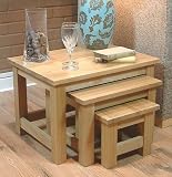 62X46Cm Nest Of 3 Coffee Tables Mobel Solid Premium Oak