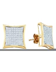 10K White Gold 0.50CT White Diamond Pillow Micro-Pave Earrings
