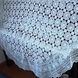 Vintage Hand Crochet 3D White Round Table Cloth 70"