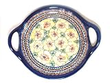 Polish Stoneware Serving Platter / Tray with Handles, Unikat Pottery Hand-made and Signed by Artist