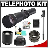 Vivitar Series 1 650-1300mm f/8-16 Telephoto Zoom Lens & 2x Teleconverter (= 650-2600mm) with Case + Monopod + Accessory Kit for Sony Alpha NEX-3, NEX-5, NEX-C3, NEX-5N, NEX-7 Digital SLR Cameras