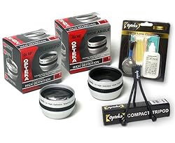 Opteka .5x Wide Angle and 2x Telephoto HD² Lens Set for Sony DCR-DVD910, DVD810, DVD710, DVD610, SR220, SR85, SR65, SR45, SR42, SR10, UX20, UX10, HC62, and HC52 Handycam Camcorder