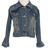 GeGe Boutique Little Girls Designer Sequin Denim Jean Jacket Girl 4-6X