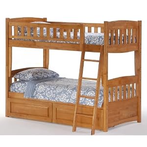 Newport Twin over Twin Bunk Bed plus Understorage Unit with Medium Oak Finish by Bunksnstuff