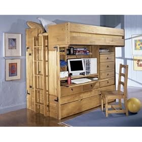 Powell 836-944 Rustica Full Over Twin All in One Bunk Bed with Chair ships in 6 cartons by Powell
