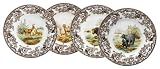 Spode Woodland American Wildlife Collection Set of 4 Dinner Plates 10 inch (BLACK BEAR-MULE DEER-BISON-BIGHORN SHEEP)