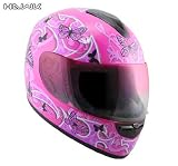 511WOrIkx7L. SL160  Advanced Hawk Pink Butterflies Glossy Full Face Motorcycle Helmet   Size : Small