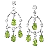 10k White Gold Peridot Rope Design Chandelier Earrings