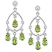 10k White Gold Peridot Rope Design Chandelier Earrings