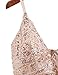 ROMWE Women's Sequin V-Neck Spaghetti Strap Bodycon Cocktail Dress Gold L