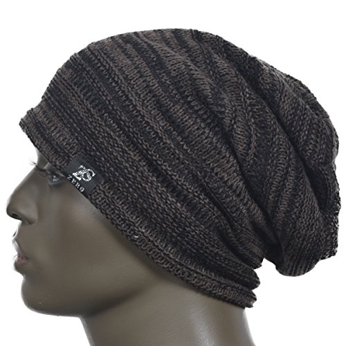 thumbnail interactive-video image 1 of Men's Oversized Skull Slouch Beanie – Large Skullcap Knit Hat, Soft Acrylic, One Size Fits Most, Unisex 1 of 12