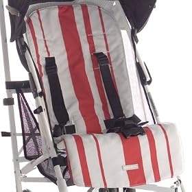 Maclaren Reversible Stroller Liner - 2 Colour Stripe-Scarlet/Silver
