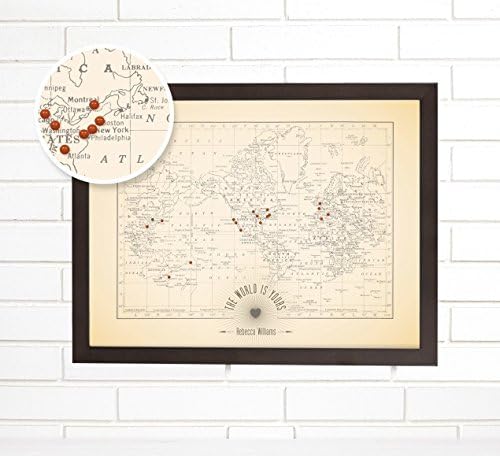Personalized "The World is Yours" Travel Push Pin Map