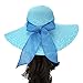 Funnywe Fashion Straw Derby Cap Womens Flax Bow Wide Large Brim Summer Beach Sun Hat