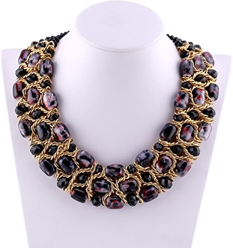 Kaymen Crystal Weaving Chokers Bib Necklace for Lady Jewelry Accessory