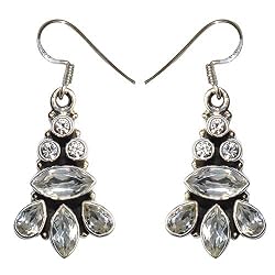 Gemstone Earrings Sterling Silver Jewelry 1.5 inches (erg030)