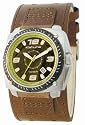 Kahuna K2C-0001B Boys Watch with Black / Yellow Dial and Brown Leather Cuff Strap