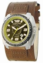 Kahuna K2C-0001B Boys Watch with Black / Yellow Dial and Brown Leather Cuff Strap