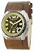 Kahuna K2C-0001B Boys Watch with Black / Yellow Dial and Brown Leather Cuff Strap