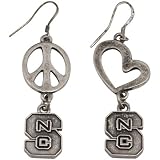 NCAA North Carolina State Wolfpack Pewter Peace, Love Earrings