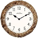 Seth Thomas South Hampton White Dial Natural Woven Material Case with Wall Clock